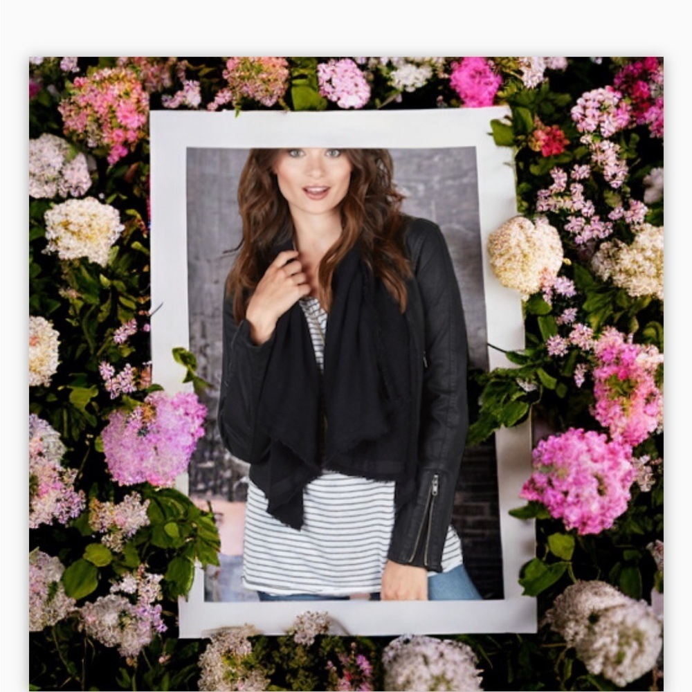Free People Black Comb Open Waterfall Front Raw Trim Cotton Jacket Sz 6 ✌️❤️EUC‌ - Picture 5 of 16